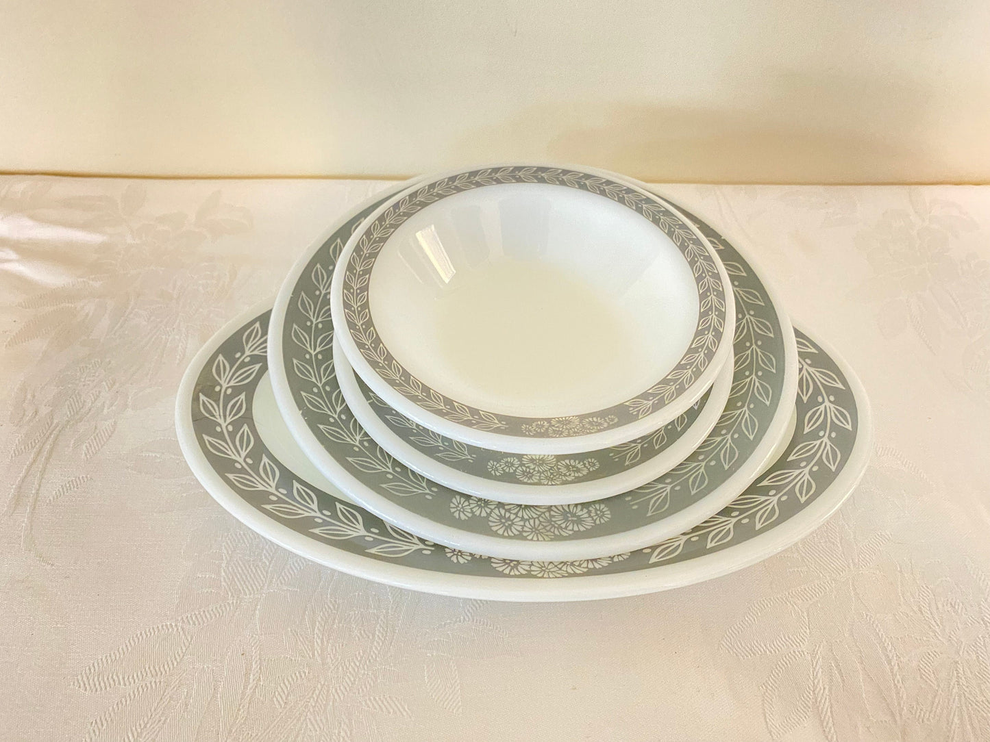 Pyrex Corning Dinnerware Grey "Grecian"