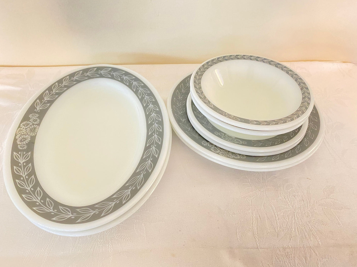 Pyrex Corning Dinnerware Grey "Grecian"