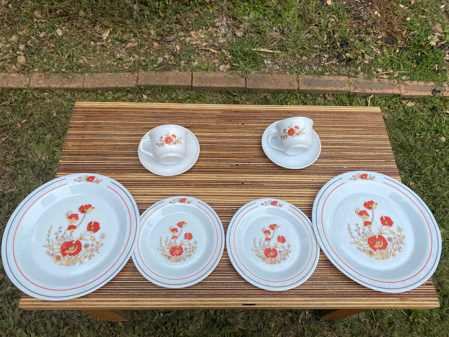 Dinner set Arcopal France "Olida" poppy theme