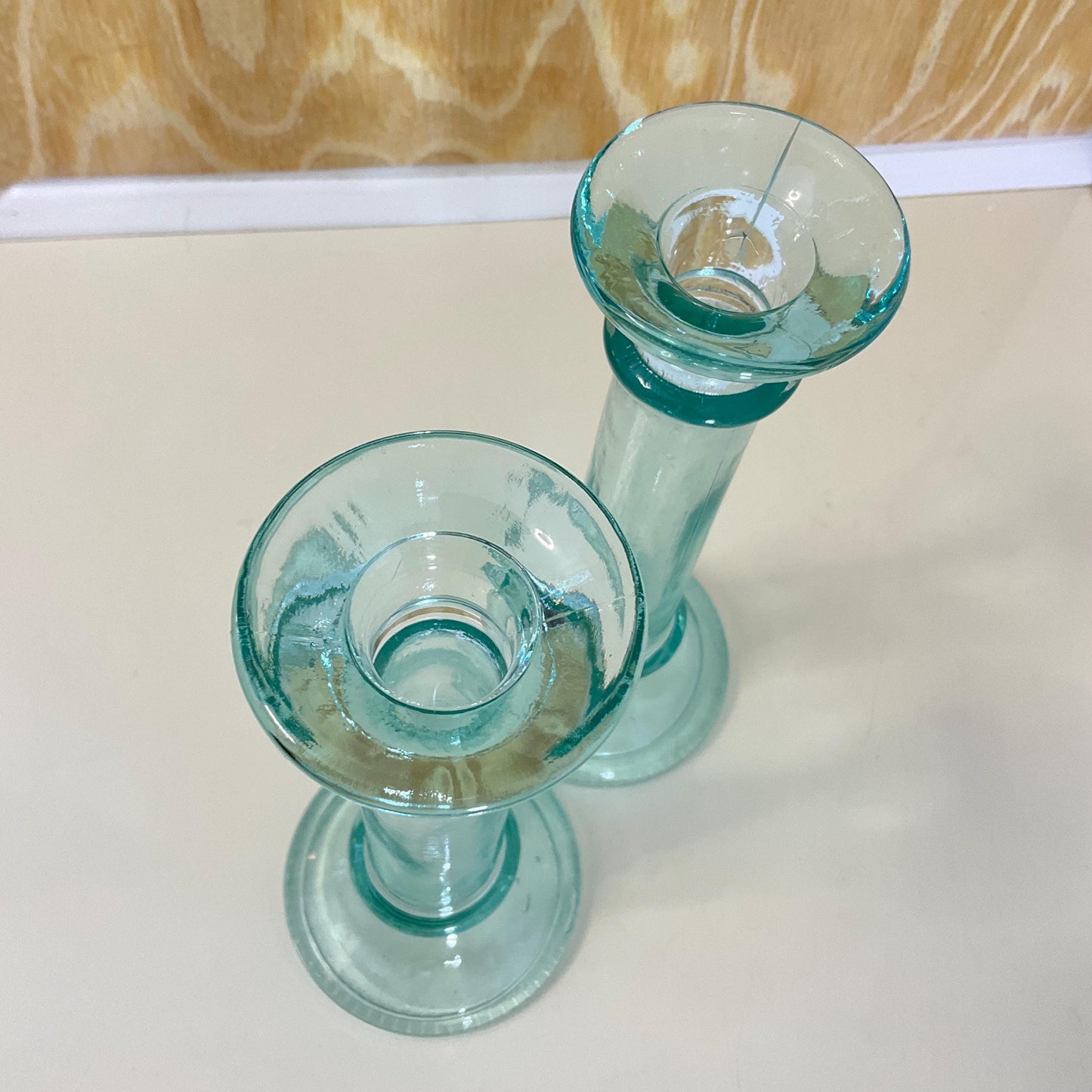 Great gift for home decor lovers. Pair of beautiful Italian glass candle holders