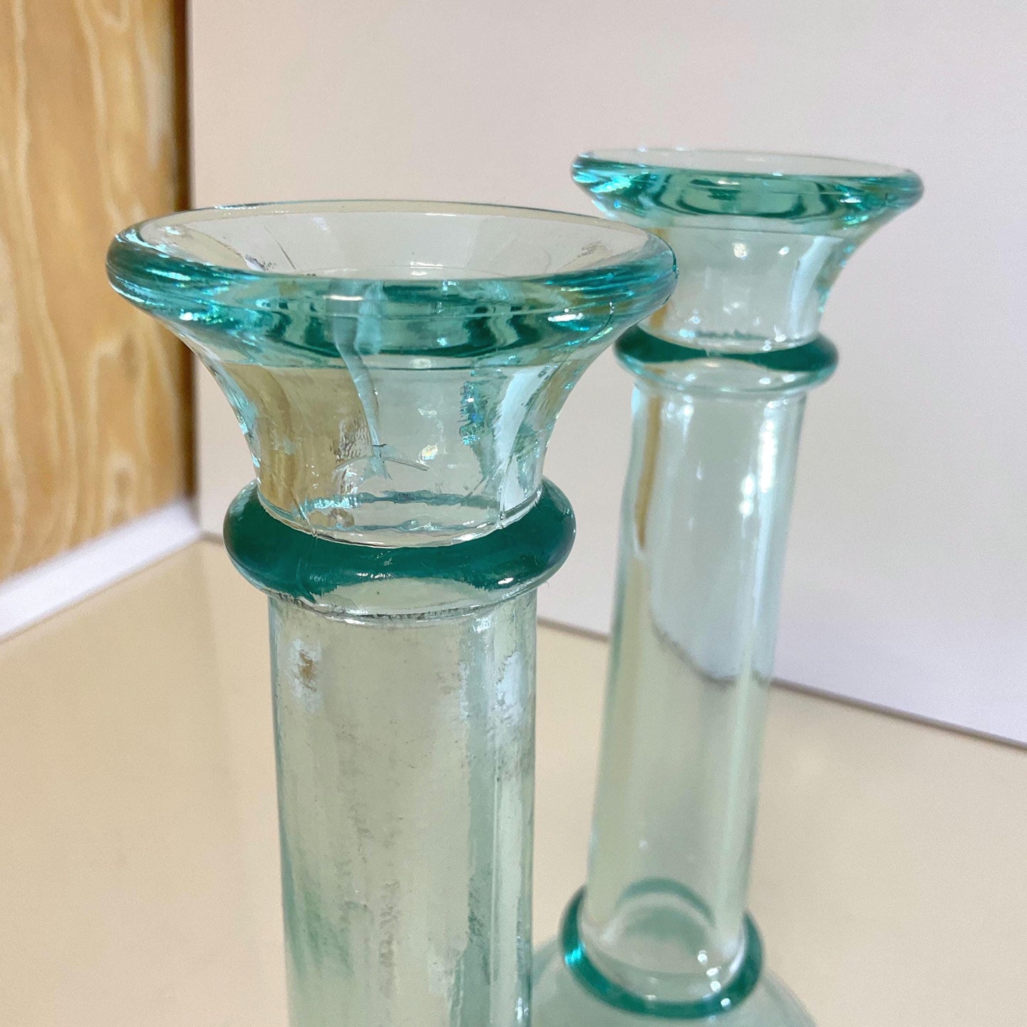 Great gift for home decor lovers. Pair of beautiful Italian glass candle holders