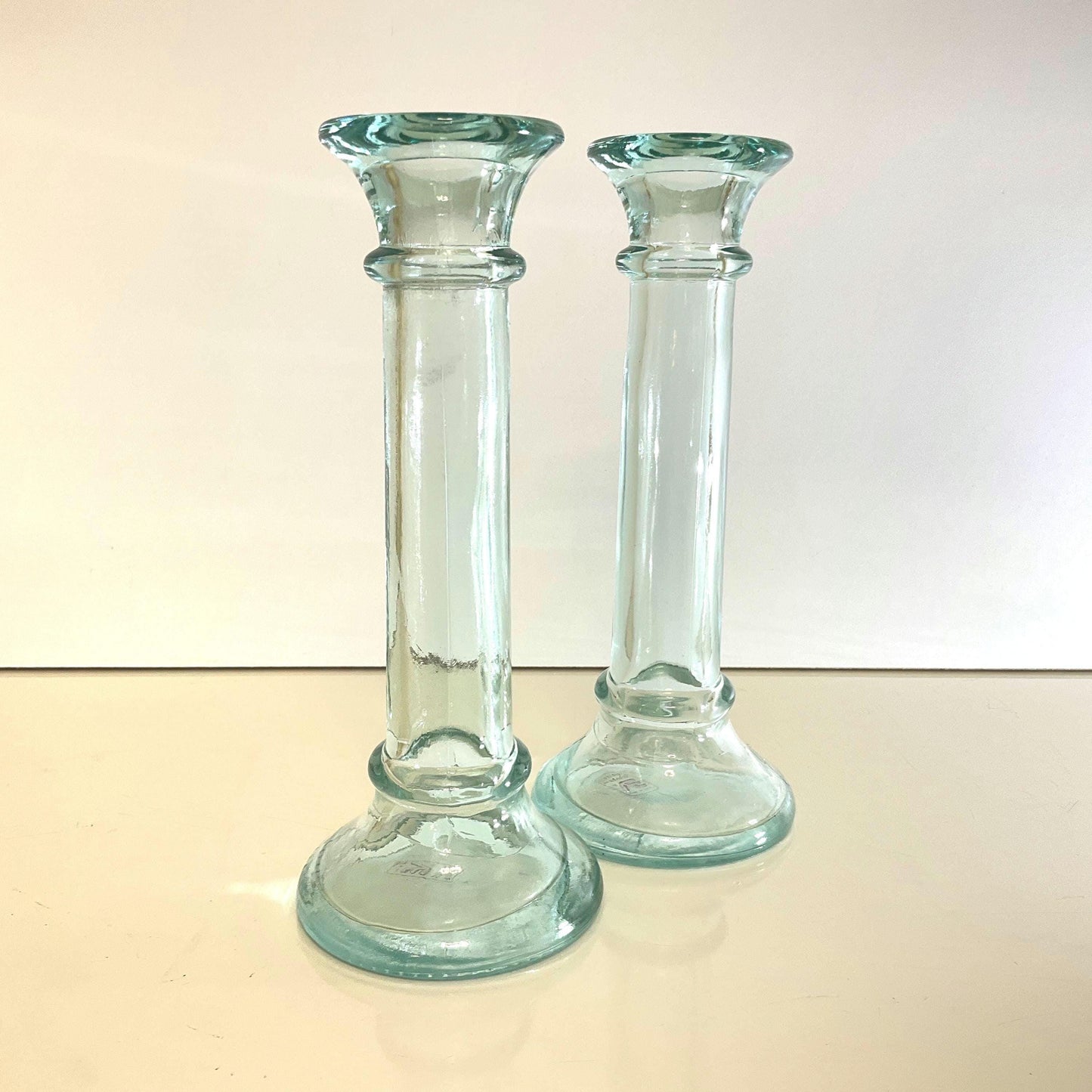 Great gift for home decor lovers. Pair of beautiful Italian glass candle holders