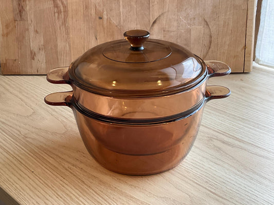 Bain Marie casserole pan. Made in France mid century. Tempered glass (Super resistant to shock).